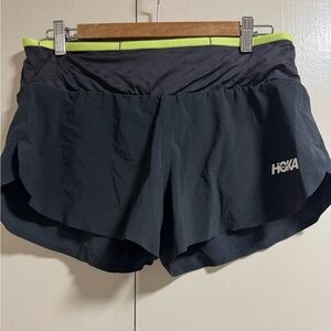 Hoka Black Athletic Shorts Double-Layered Design